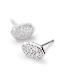 Amelee Earrings In Pave Diamond & 14k White Gold